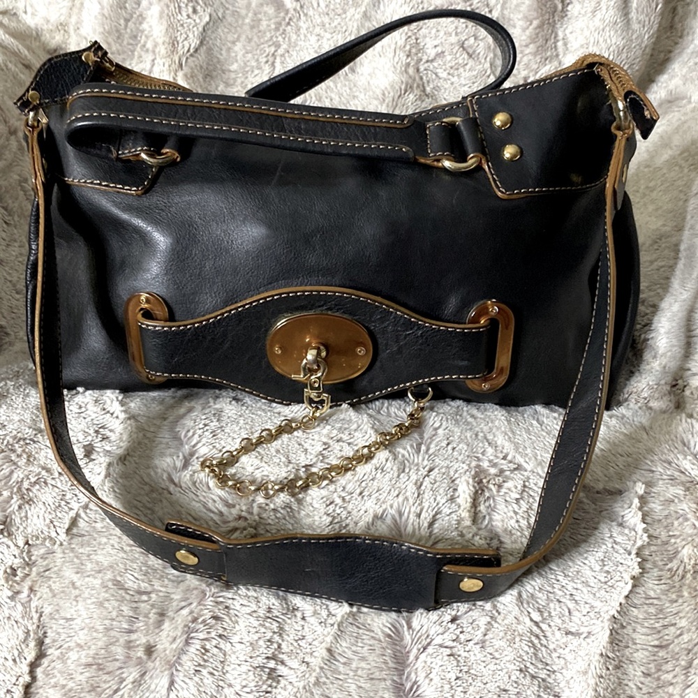 EUC: orYANY Black Genuine Leather Softshell
Slouchy Shoulder Satchel Bag